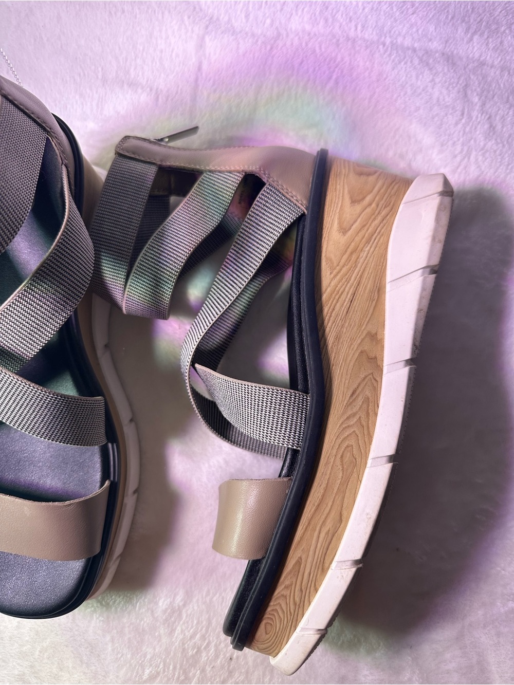 Sorel Tan and Gray Crisscross Wedge Sandal - Picture 6 of 8